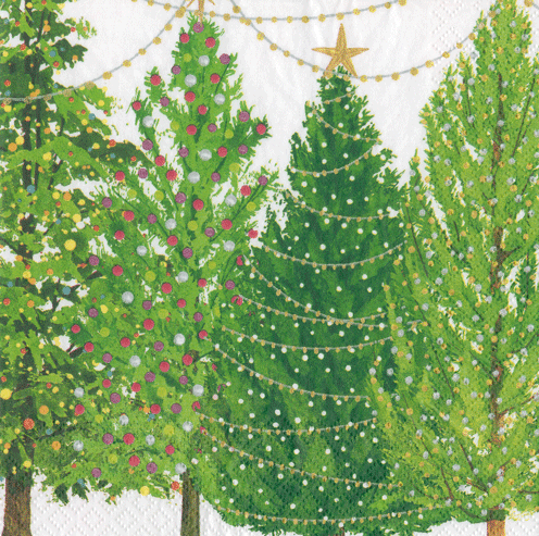 Christmas Trees w/ Lights Cocktail Napkins