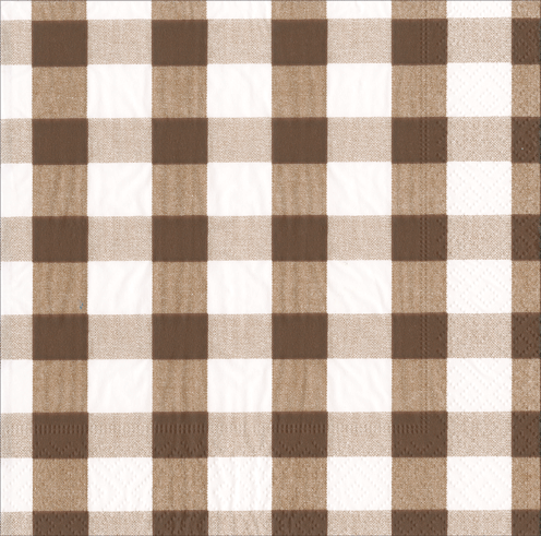 Gingham Chocolate Cocktail Napkin