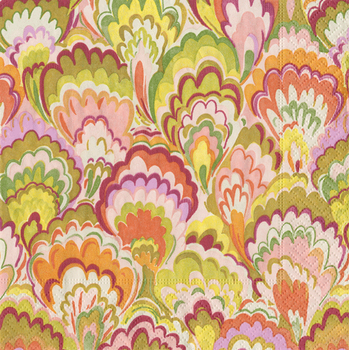 Marbled Ceramica Rspbrry/chartreuse Cocktain Napkin
