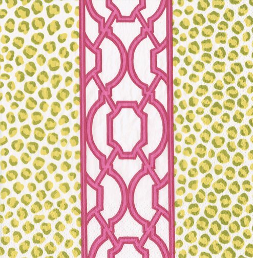 Knots And Spots Green/fuchsia Cocktail Napkin