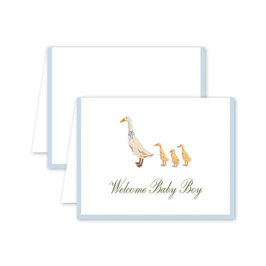Cottagecore Blue Duckling Baby Card