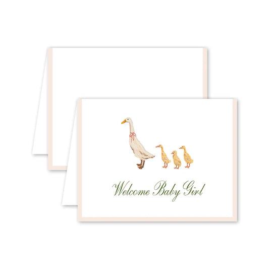 Cottagecore Pink Duckling Baby Card