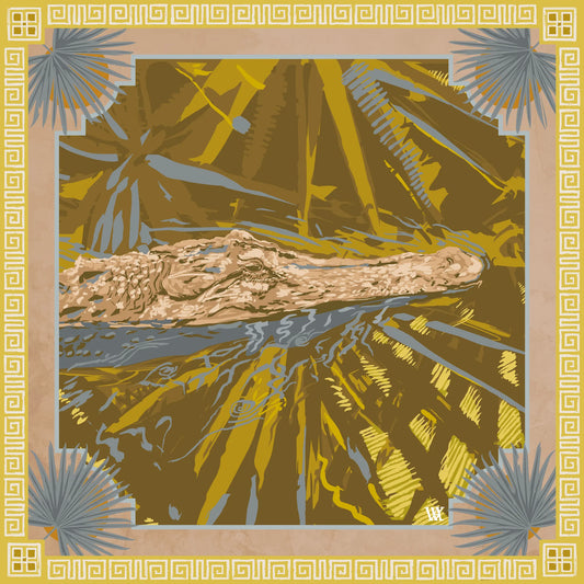 Rose Gold Ocmulgee Alligator Silk Scarf