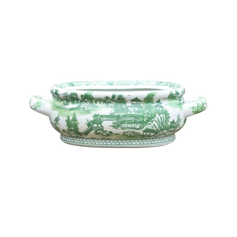 Green Chinoiserie 16" Bath w/ Base