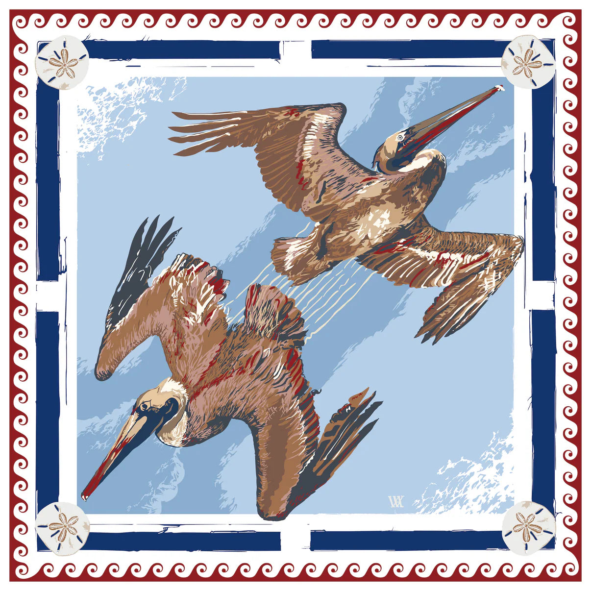 Americana Tide Diver - Double-Sided Silk Scarf