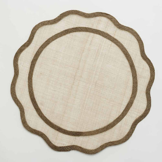 Brown Scalloped Rice Paper Placemat S/4