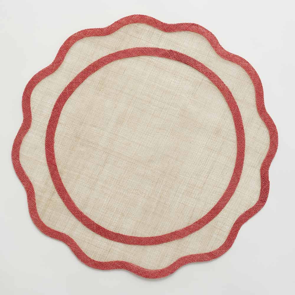 Red Scalloped Rice Paper Placemat S/4
