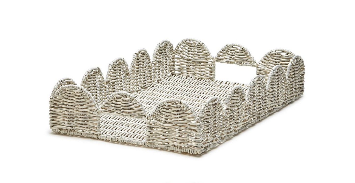 Small White Wicker Tray