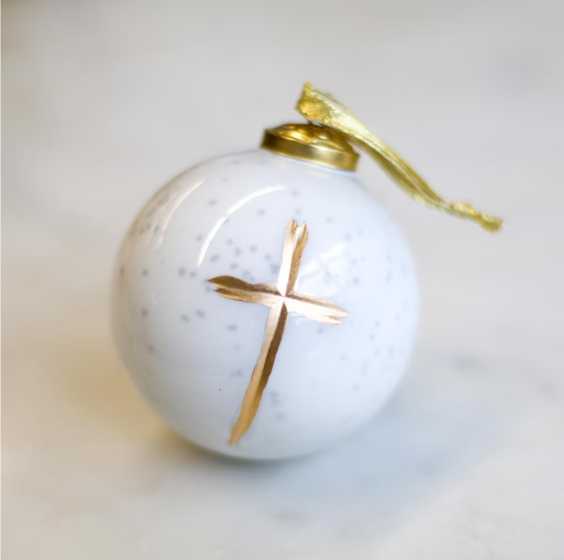 Cruix White Glass Ornament