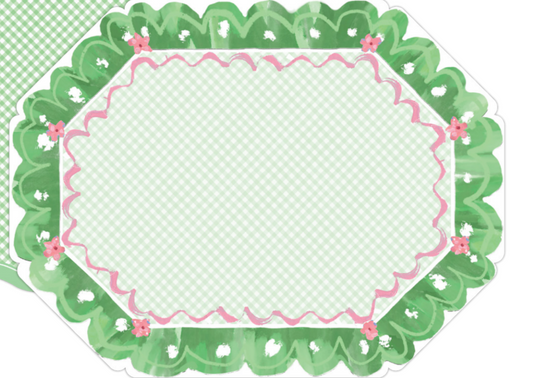 Green Ribbon Border w/ Pink Buds Placemats