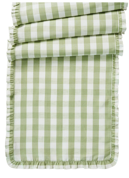 Gingham Ruffle 18" x 90"Table Runner