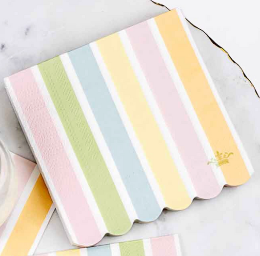 Candy Stripe Scalloped Cocktail Napkins