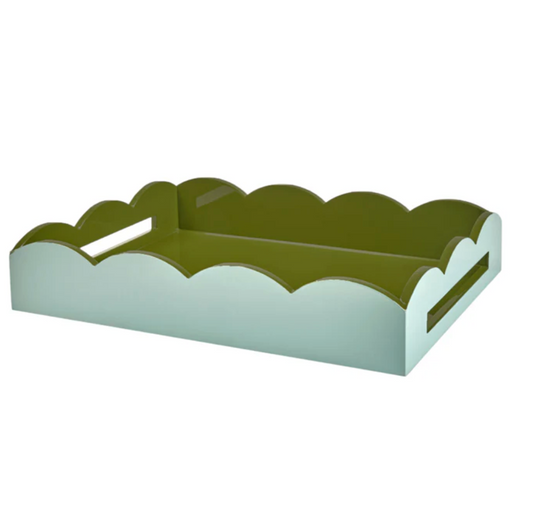 Green Two-Toned Scalloped Tray