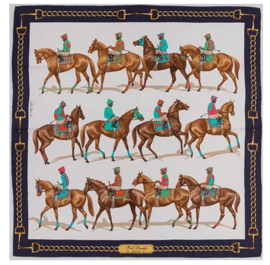 Post Parade Ivory w/ Navy Silk Scarf