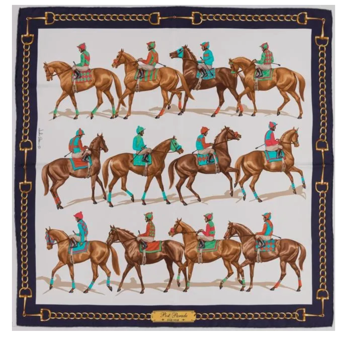 Post Parade Ivory w/ Navy Silk Scarf