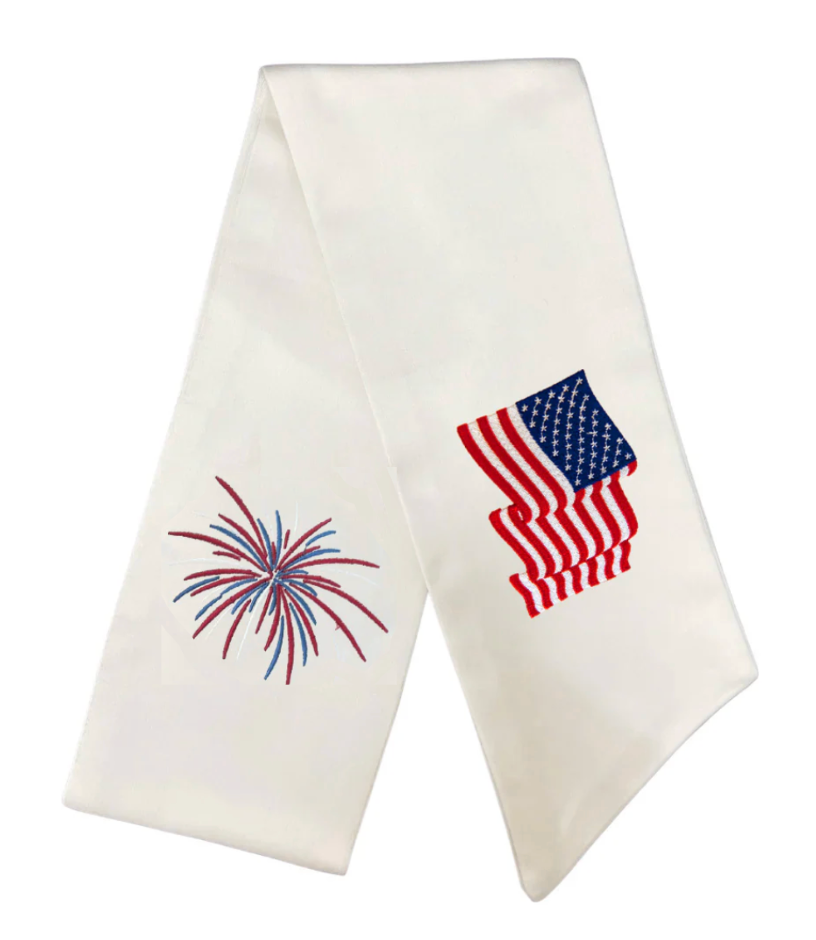 American Flag & Firework Wreath Sash