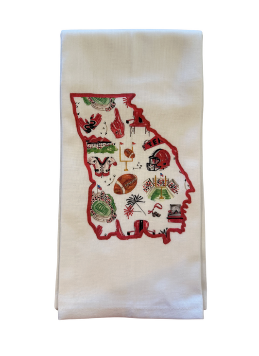 Red and Black Football Icon Pattern Kitchen Towel