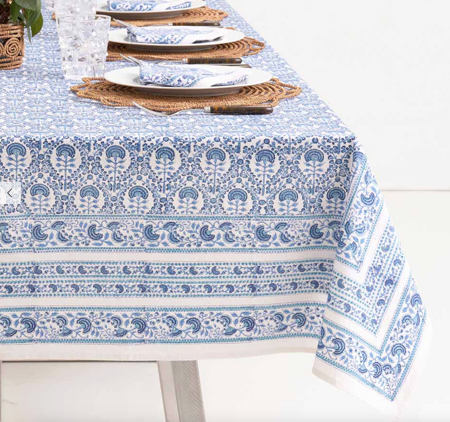 Caroline Blue Rectangle Tablecloth
