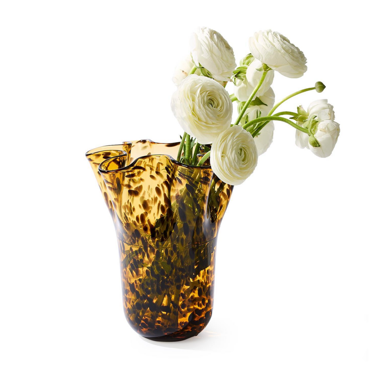 Tortoise Print Flare Hand-Blown Vase