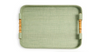 Green Faux Seagrass Decorative Tray with Bamboo Handles