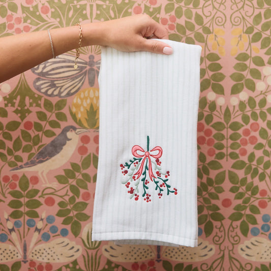 Striped Mistletoe Kitchen Towel