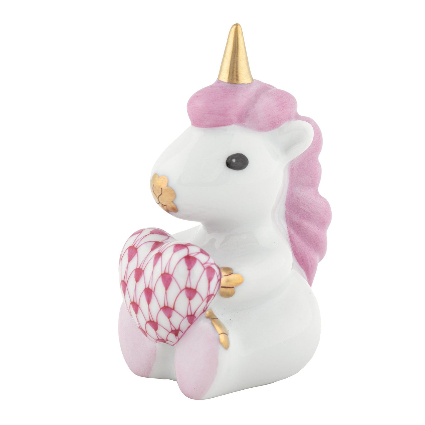 Sitting Unicorn w/ Raspberry Heart
