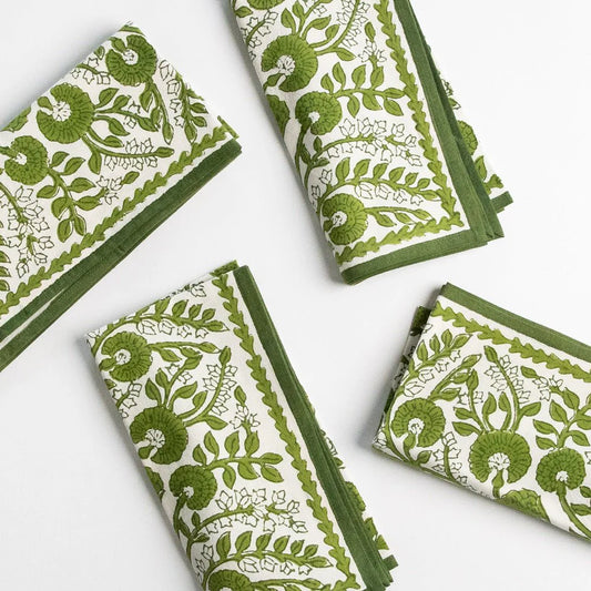 Cactus Flower Lettuce Green Napkins S/4