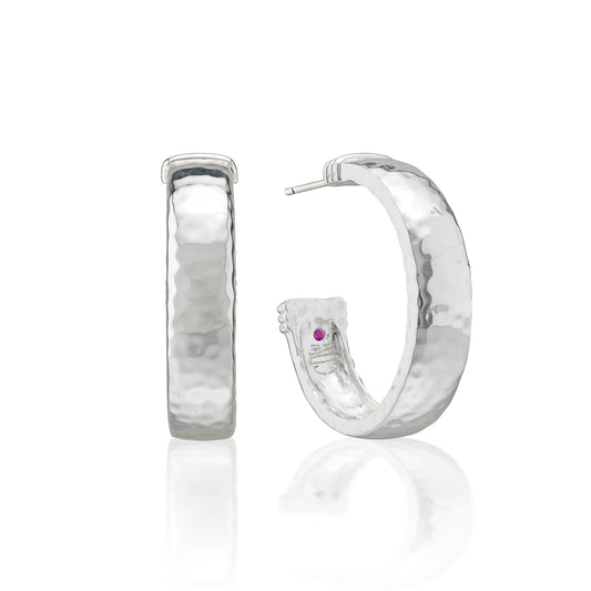Cleopatra Classic Medium Hoop Earrings - Silver