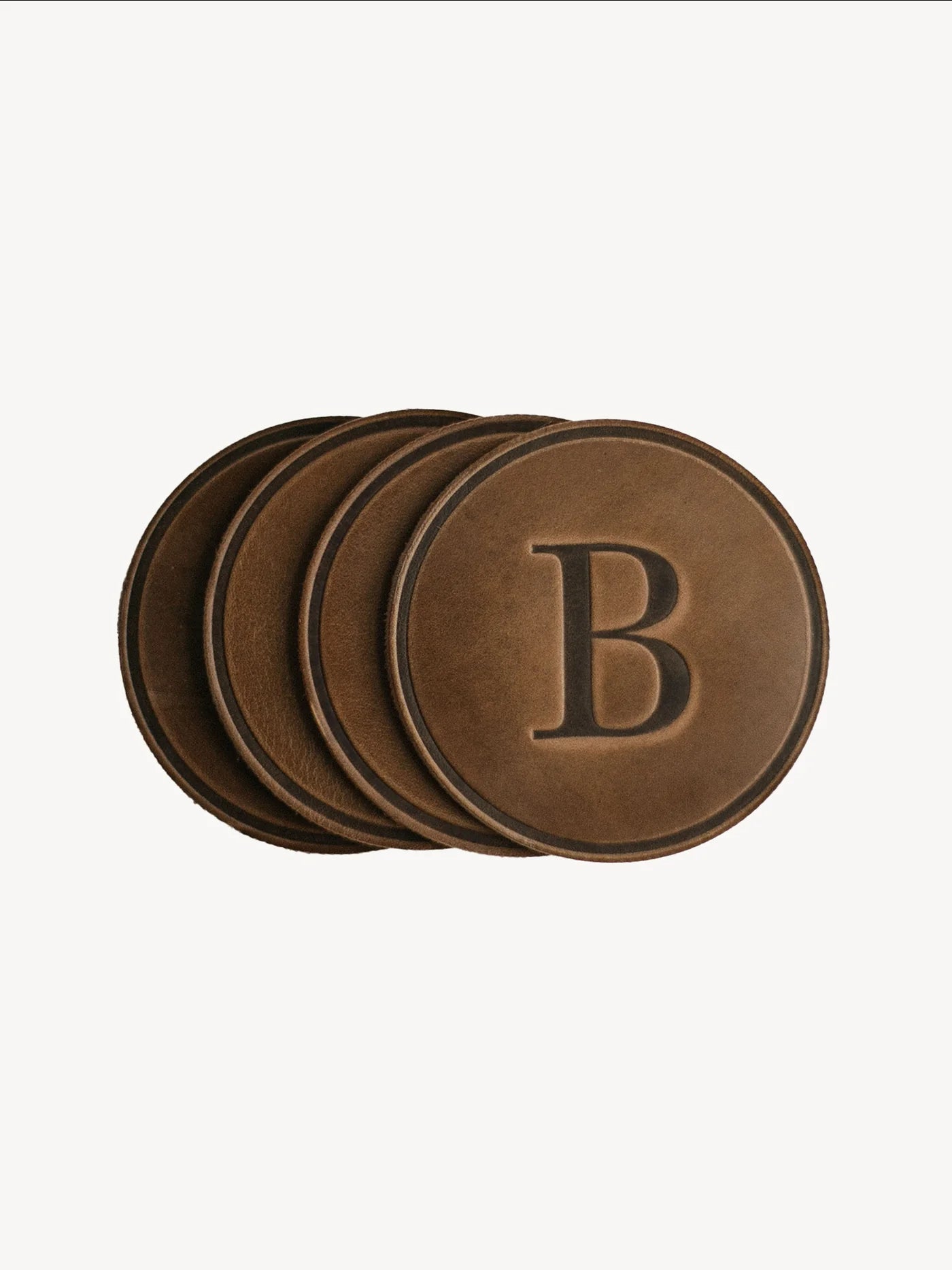 Monogrammed Leather Circle Coasters