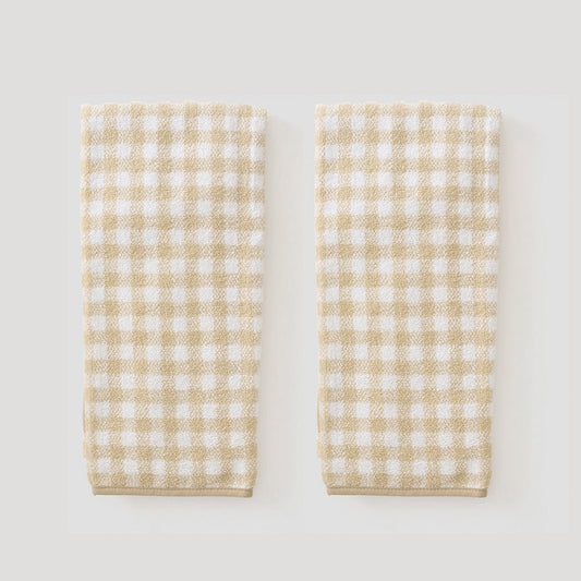 Camel Gingham Hand Towel (Pair)