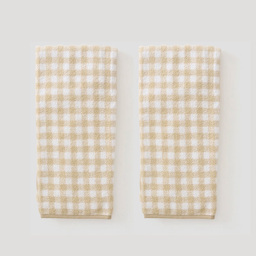 Camel Gingham Hand Towel (Pair)