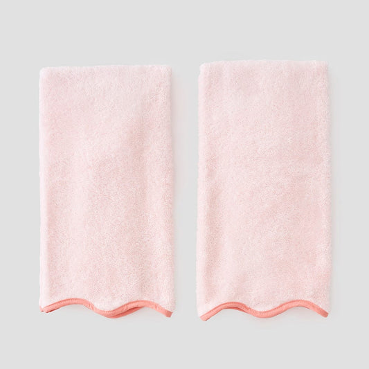 Pink Scallop Hand Towels (Pair)