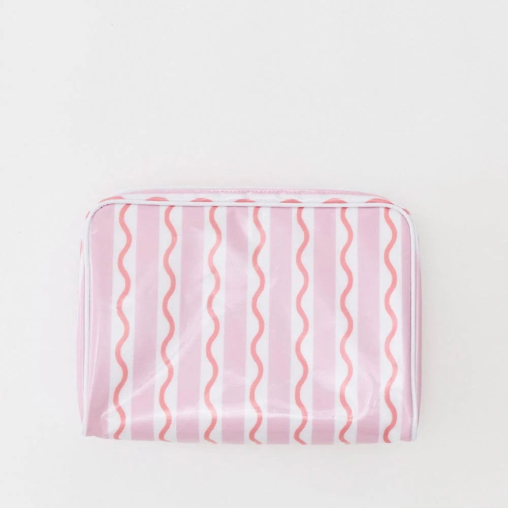 Pink Coral Stripe Toiletry Bag