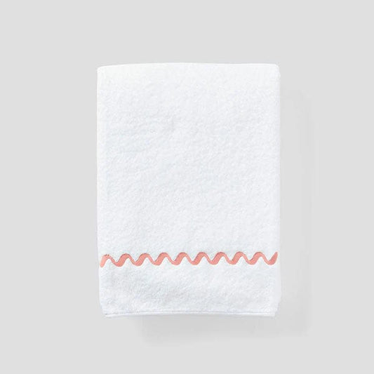 Coral Wave Embroidered Bath Towel