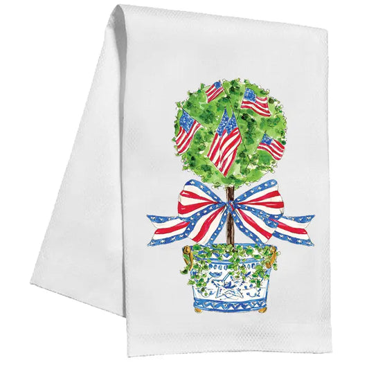 Handpainted Patriotic Topiary Kitchen Towel