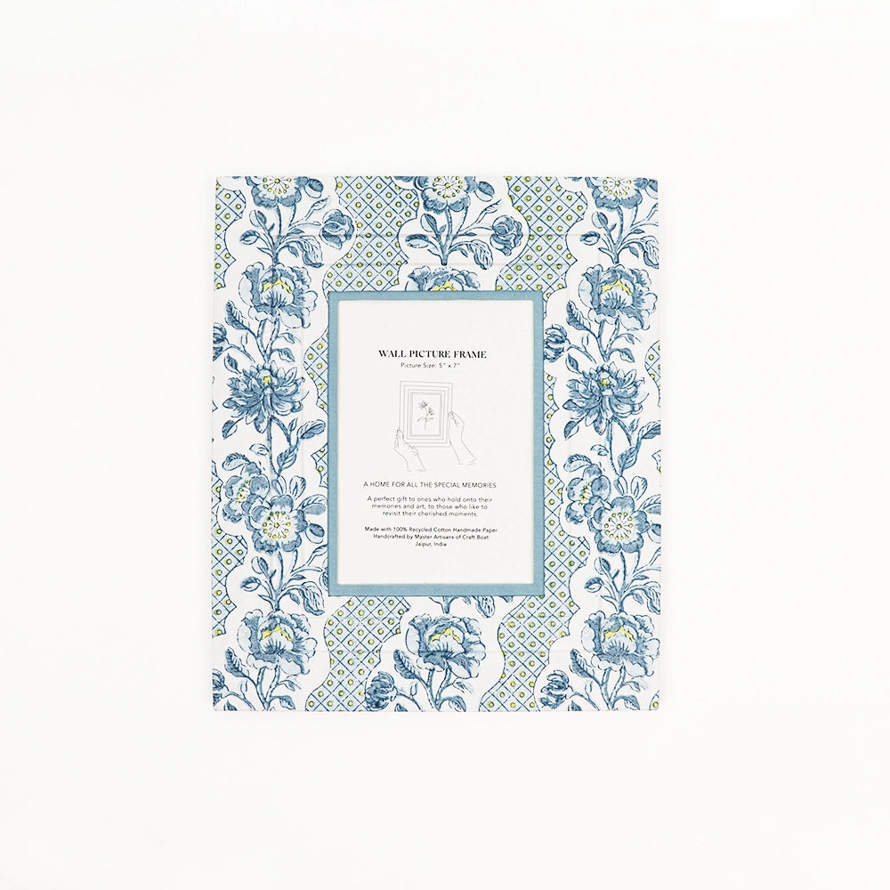 Indigo Flowers Wall Frame