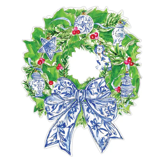 Blue Bow Christmas Wreath Placemant