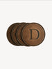 Monogrammed Leather Circle Coasters