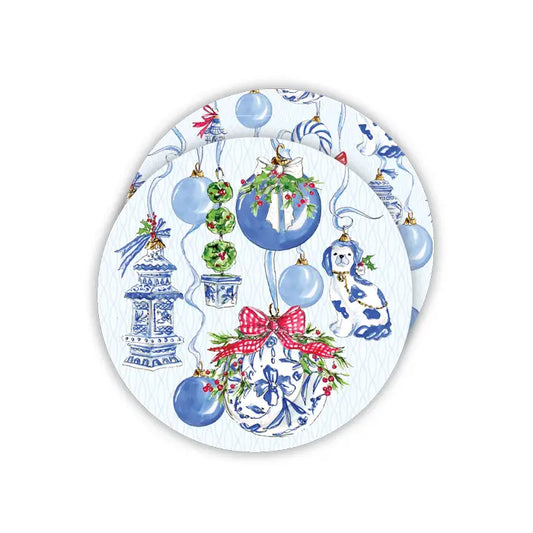 Round Blue Chinoiserie Ornament Coaster