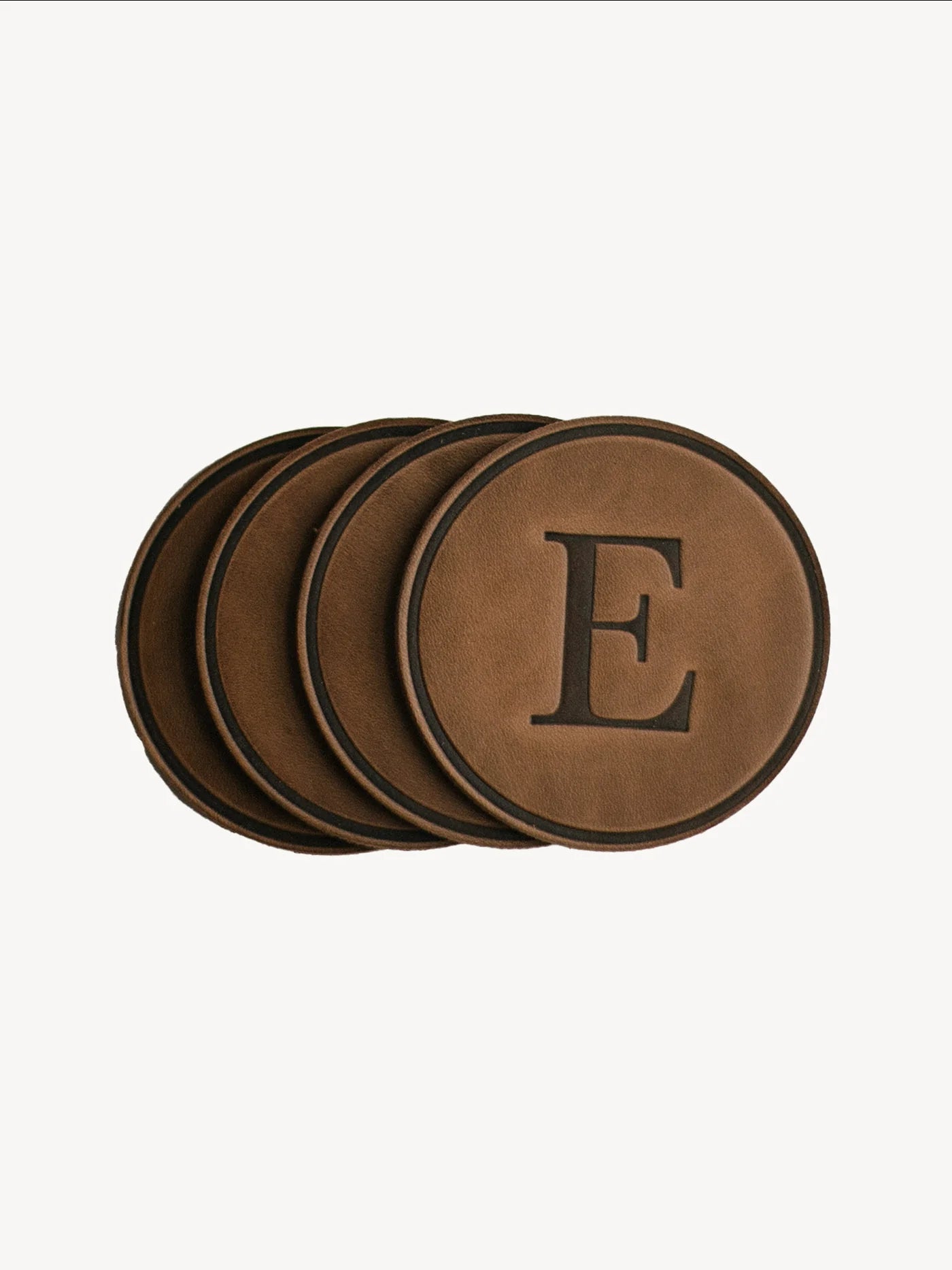 Monogrammed Leather Circle Coasters