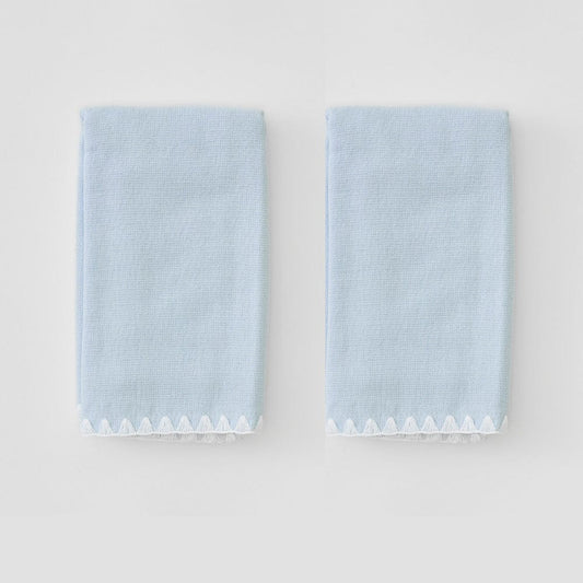 White Stitched on Light Blue Hand Towel (Pair)