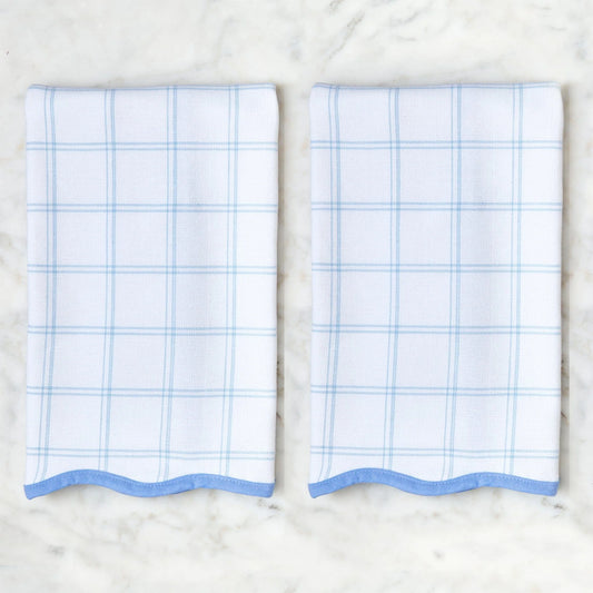 Blue Scalloped Kitchen Towels