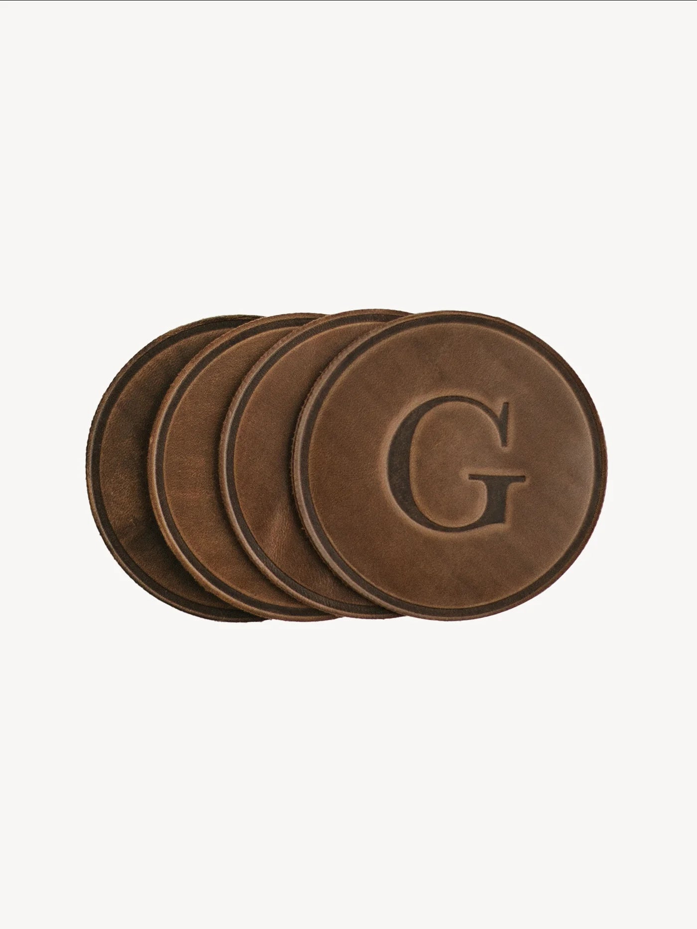 Monogrammed Leather Circle Coasters