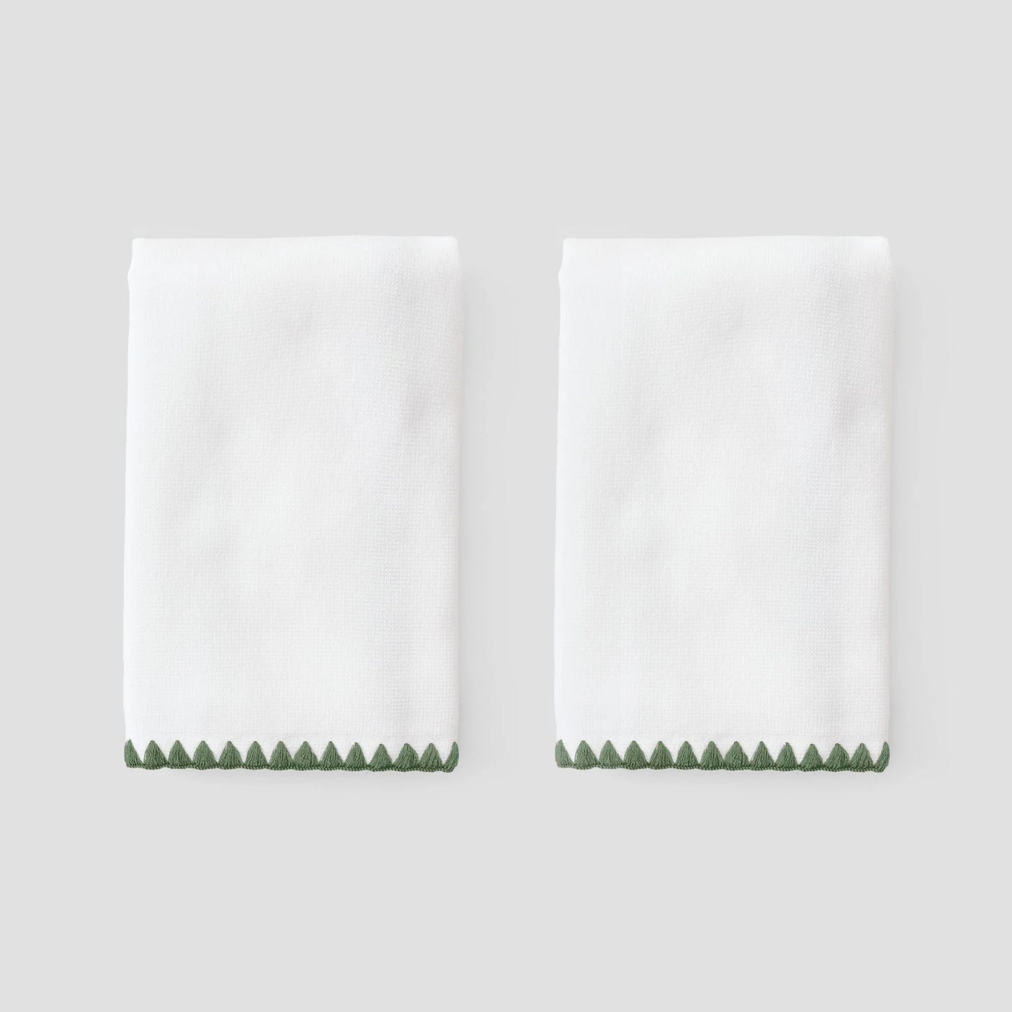 Green Stitched Hand Towels (Pair)