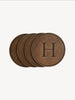 Monogrammed Leather Circle Coasters