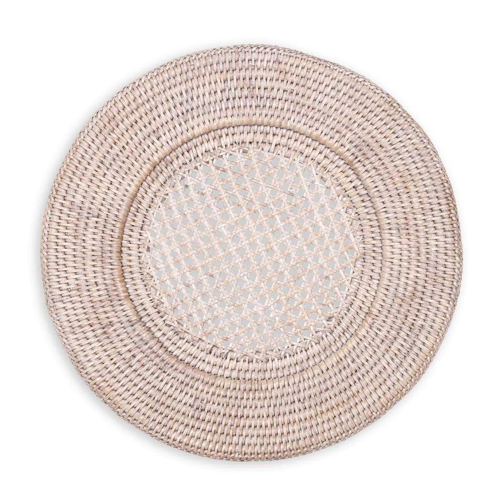 Rattan Round White Charger
