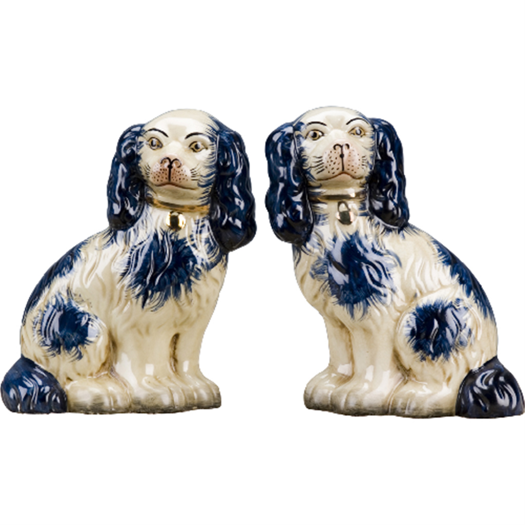 Large Blue Staffordshire Pair