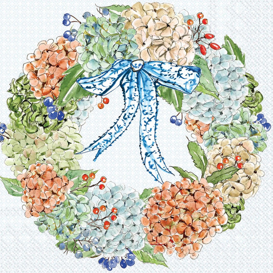 Fall Hydrangea Wreath Cocktail Napkins