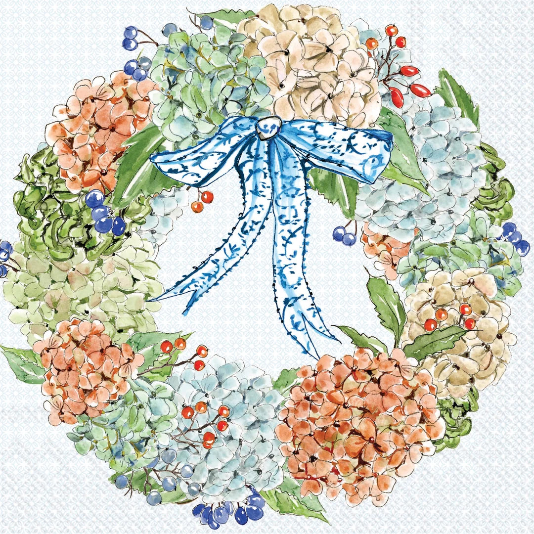 Fall Hydrangea Wreath Cocktail Napkins