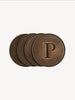 Monogrammed Leather Circle Coasters